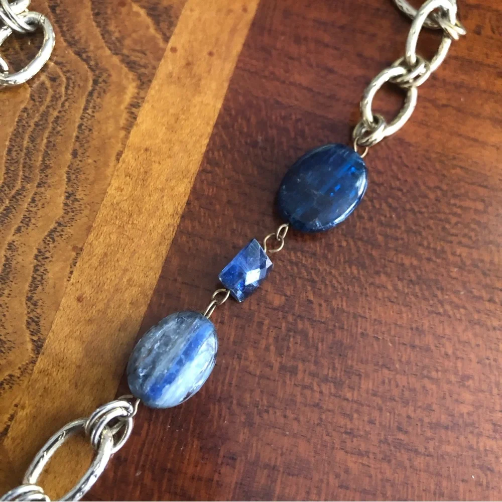 Handcrafted recycled material sodalite natural stone accent necklace
